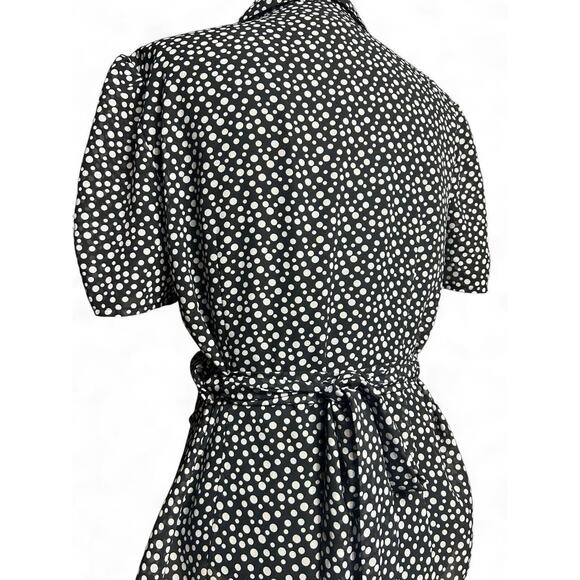 Y2K Spense Polka Dot Ruffle Trim Top Sz S Tie Waist Retro Business Office Siren - Picture 3 of 7